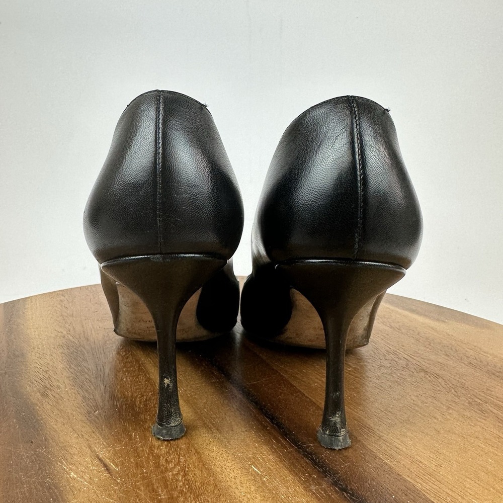 Womens Jimmy Choo Black Kid Leather Eleven Pointed Toe Pumps Heels Size EU 38 - Picture 4 of 14